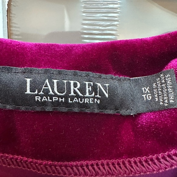 Lauren Ralph Lauren Black Label Belted Velvet Peplum Surplice Top Plus Size 1X - Picture 10 of 12